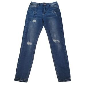 FashionNova Women's Blue Denim Distressed Skinny Jeans 13 retro sexy comfort